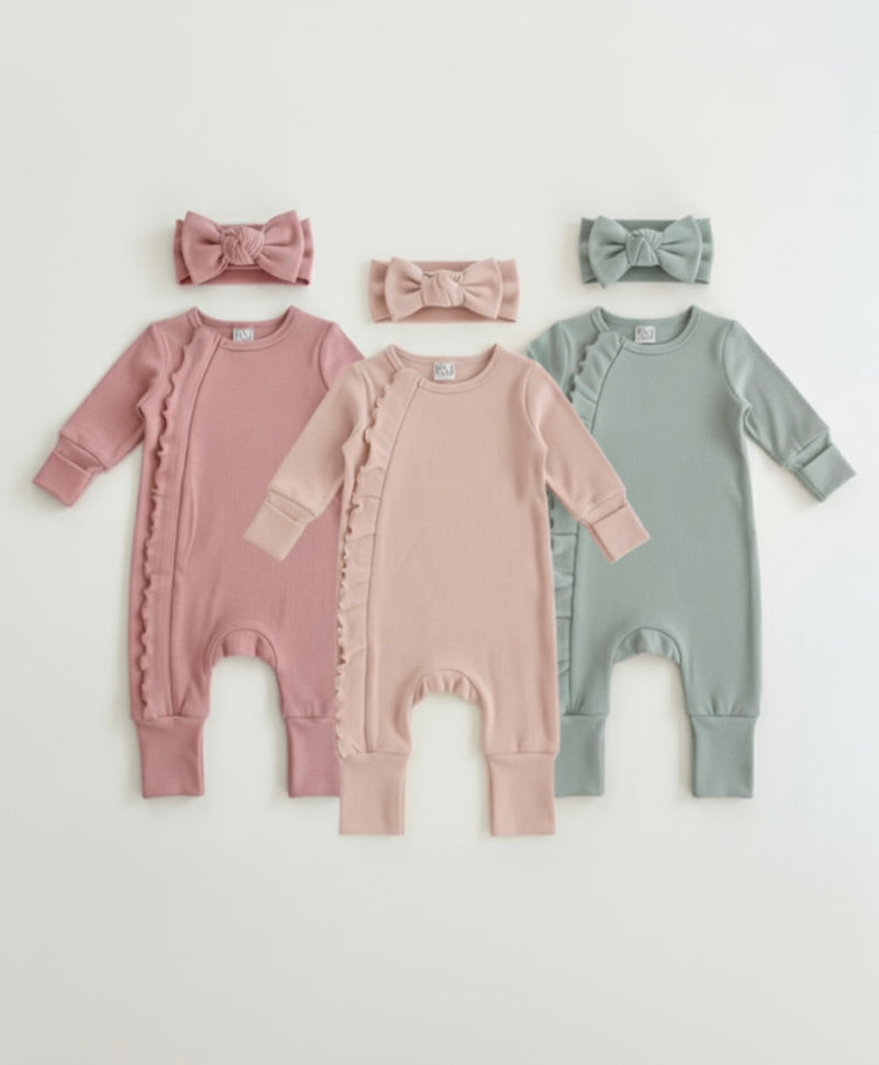 Load image into Gallery viewer, Baby girl cotton soft romper with headband – Kali
