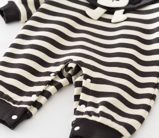 Barboteuse bébé garçon rayée à col petit chien -Pre-commande
