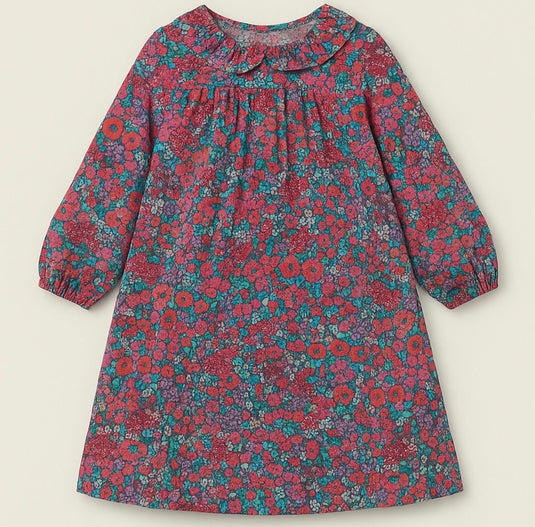 Girls' fuchsia floral cotton dress – Kali