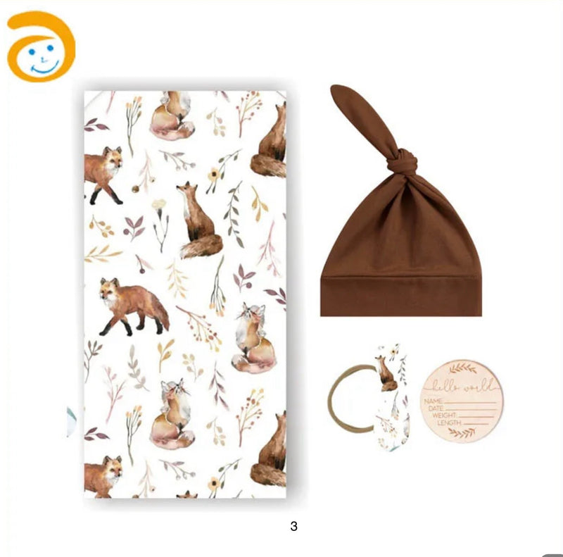 Load image into Gallery viewer, Cotton baby cocoon set – blanket, hat, and headband
