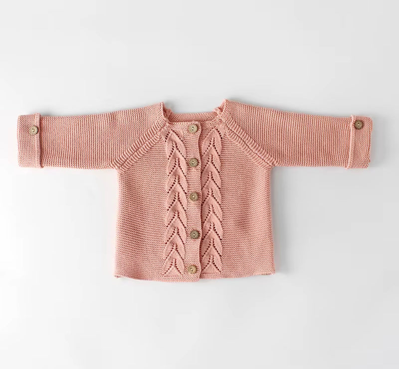 Load image into Gallery viewer, Baby girl's knitted cotton cardigan
