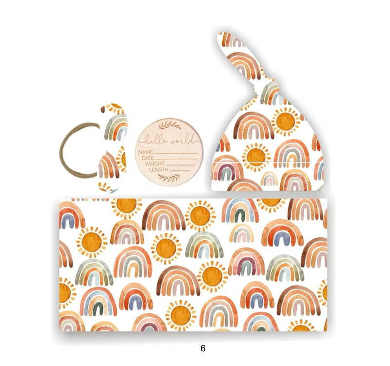 Load image into Gallery viewer, Cotton baby cocoon set – blanket, hat, and headband
