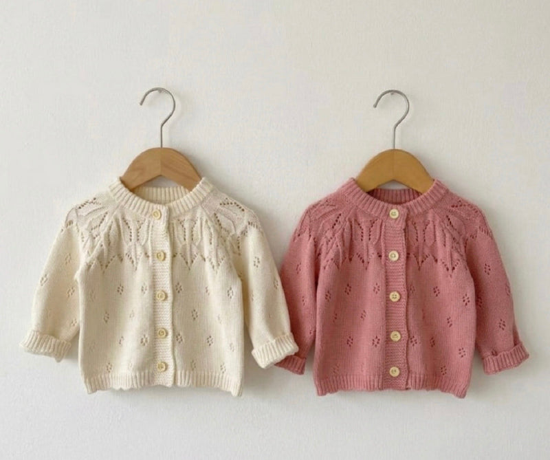 Load image into Gallery viewer, Baby girl soft and breathable knit cardigan ivory – Kali
