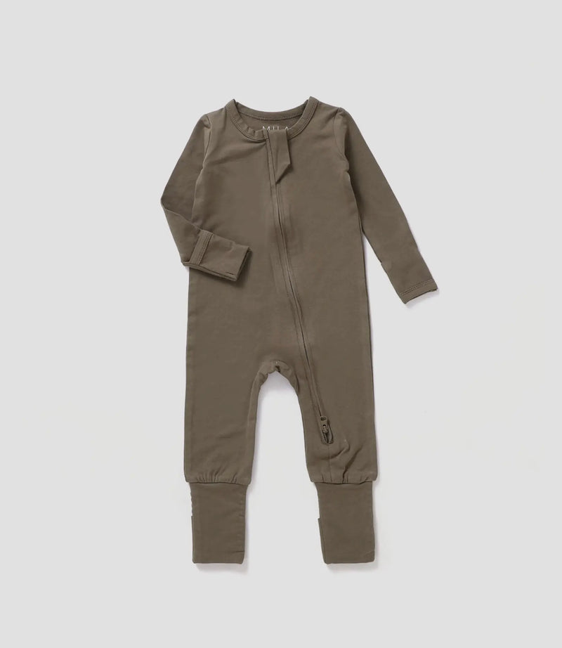 Load image into Gallery viewer, Combinaison zippée convertible Noyer coton bio - Boutique Kaki Lilas
