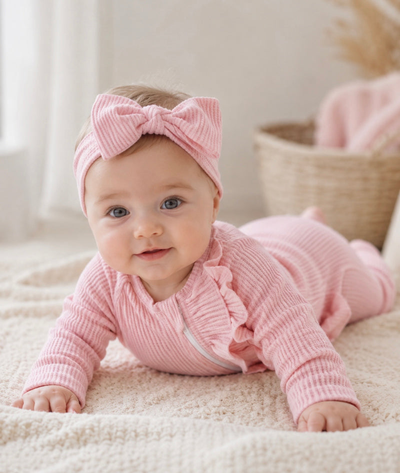 Chargez l'image dans la visionneuse de la galerie, Barboteuse bébé fille rose bohème chic en coton doux
