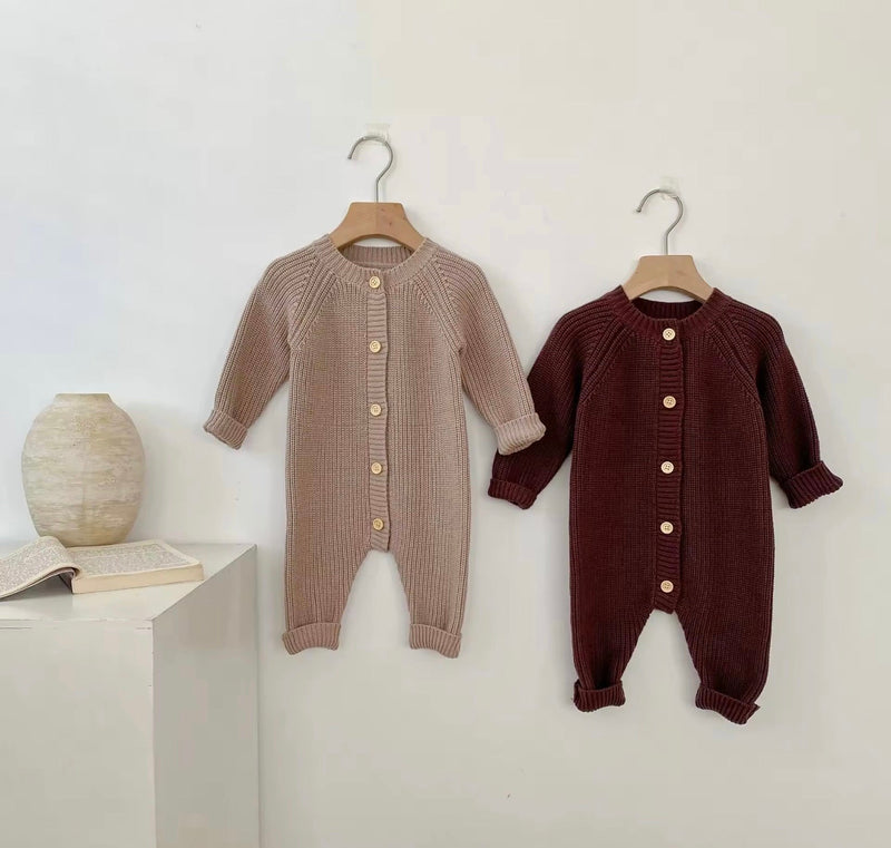 Load image into Gallery viewer, Soft beige brown cotton baby romper – Kali
