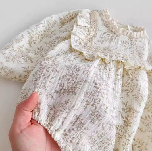 Baby girl beige Liberty print soft cotton romper