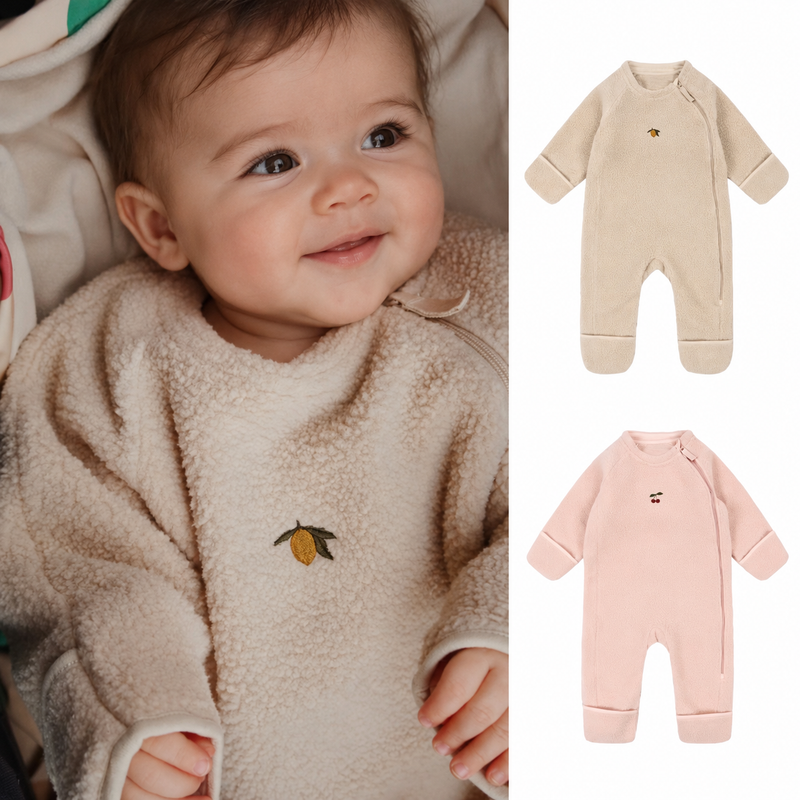 Load image into Gallery viewer, Barboteuse bébé en polaire douce à fermeture éclair – Fille et garçon -Pre-commande
