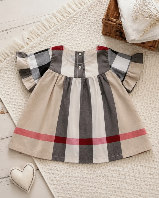 Baby girls' British-style checked dress – Autumn-Winter