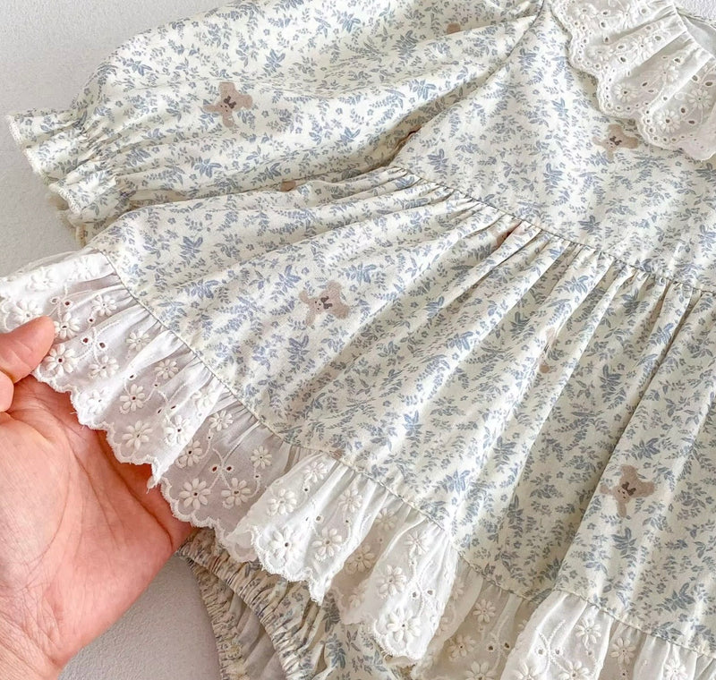 Load image into Gallery viewer, Baby Girls' Peter Pan Collar Eyelet Romper Dress – Fall/Winter
