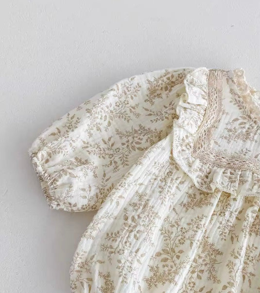 Baby girl beige Liberty print soft cotton romper