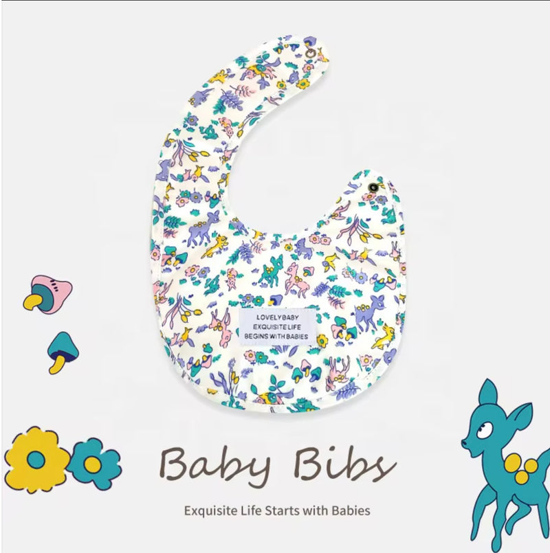 Load image into Gallery viewer, Bavoir bébé en coton motif fleuri – Kali - Boutique Kaki Lilas
