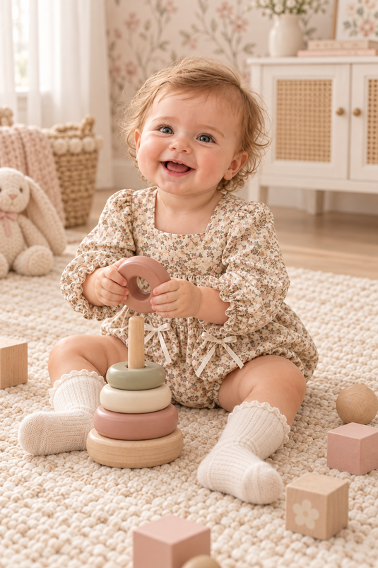 Barboteuse bébé fille fleurie – Style vintage - Pré-commande