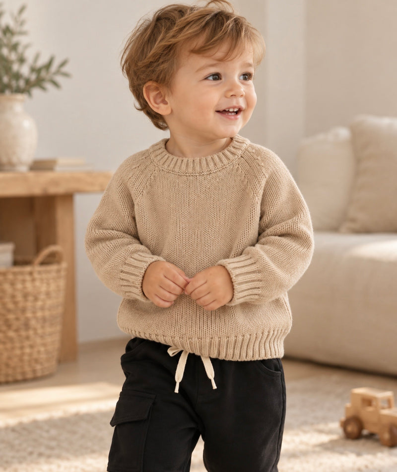 Load image into Gallery viewer, Baby and Boys Knitted Cotton Sweater – Autumn-Winter
