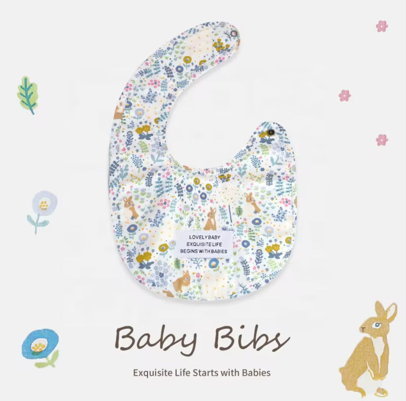 Load image into Gallery viewer, Bavoir bébé en coton motif fleuri – Kali - Boutique Kaki Lilas
