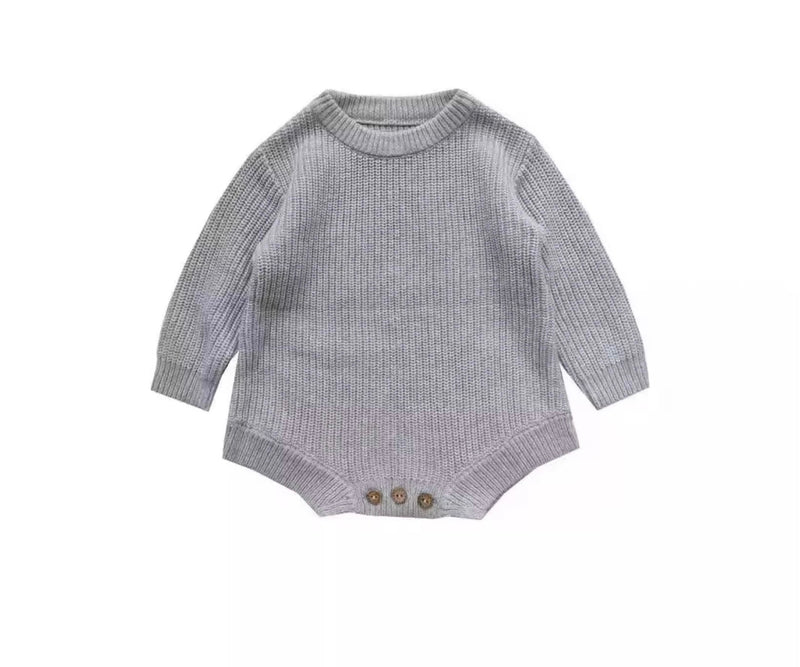 Chargez l'image dans la visionneuse de la galerie, Barboteuse bébé garçon automne-hiver en tricot bio – Kaki lilas
