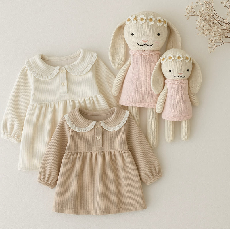 Load image into Gallery viewer, Girls' two-tone corduroy dress – Kali
