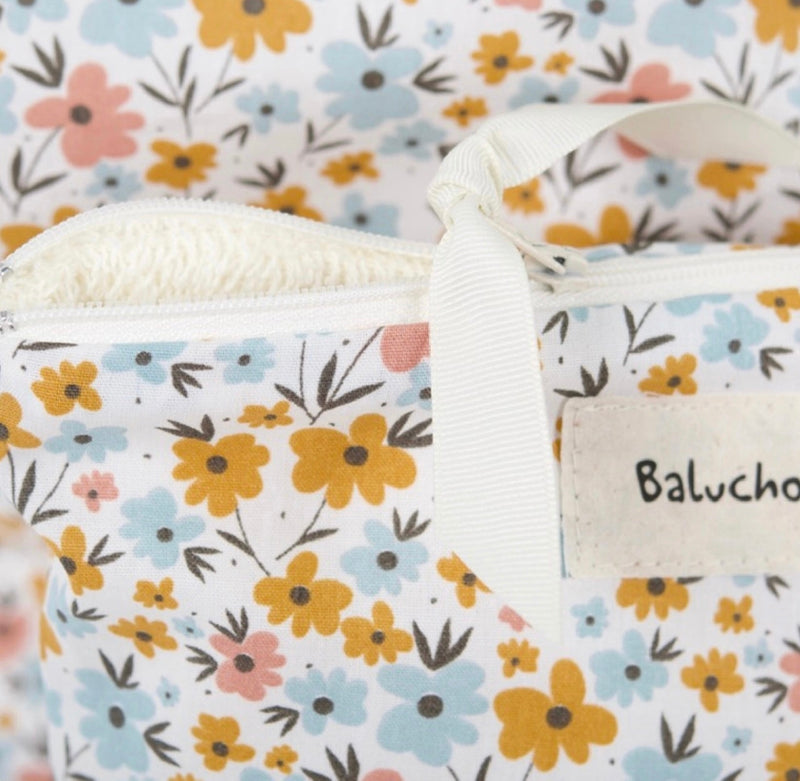 Load image into Gallery viewer, Medium handmade cosmetic bag with orange flowers
