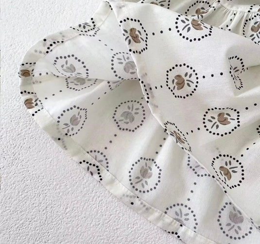 Barboteuse bébé fille été à motifs ronds fleuris