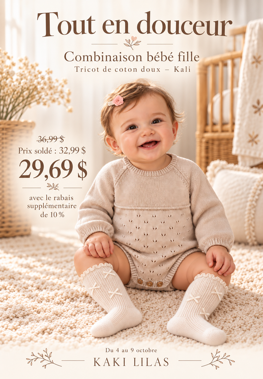 Baby girls' soft cotton knit romper – Kali