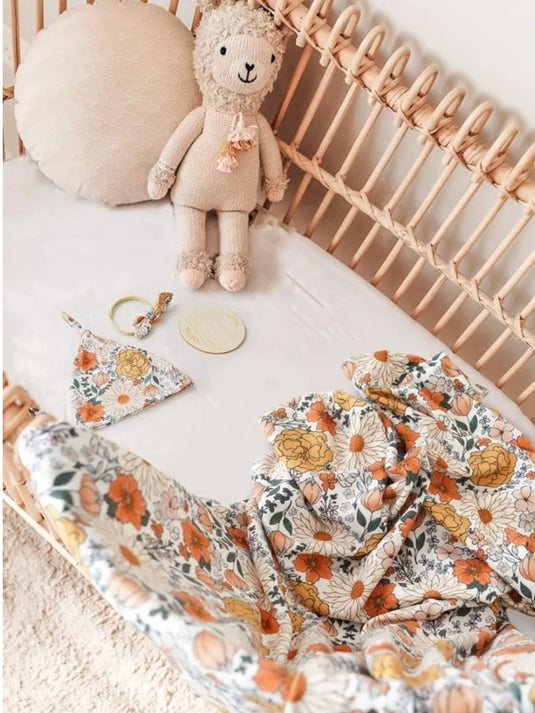 Cotton baby cocoon set – blanket, hat, and headband