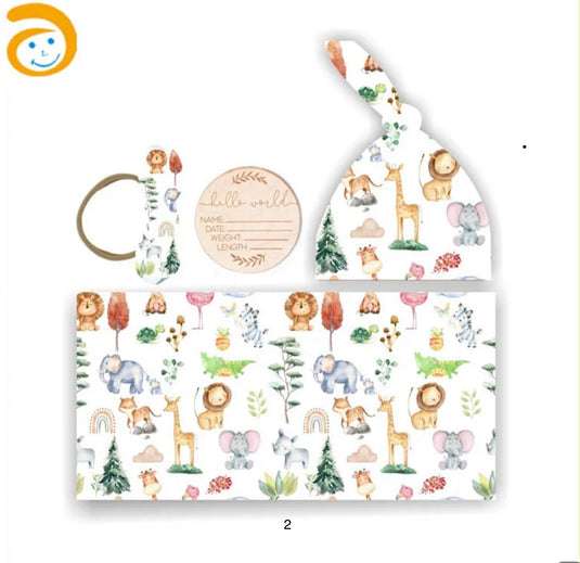 Cotton baby cocoon set – blanket, hat, and headband