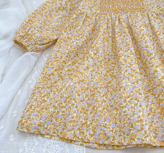Robe Marguerite florale à col Peter Pan pour bébé et fille – Automne