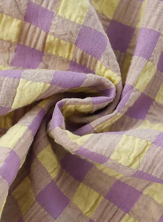 Robe pour filles en coton doux à carreaux lavande pour fille – Kali