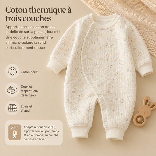 Combinaison unisexe en polaire et coton imprimé lapins – Automne-Hiver