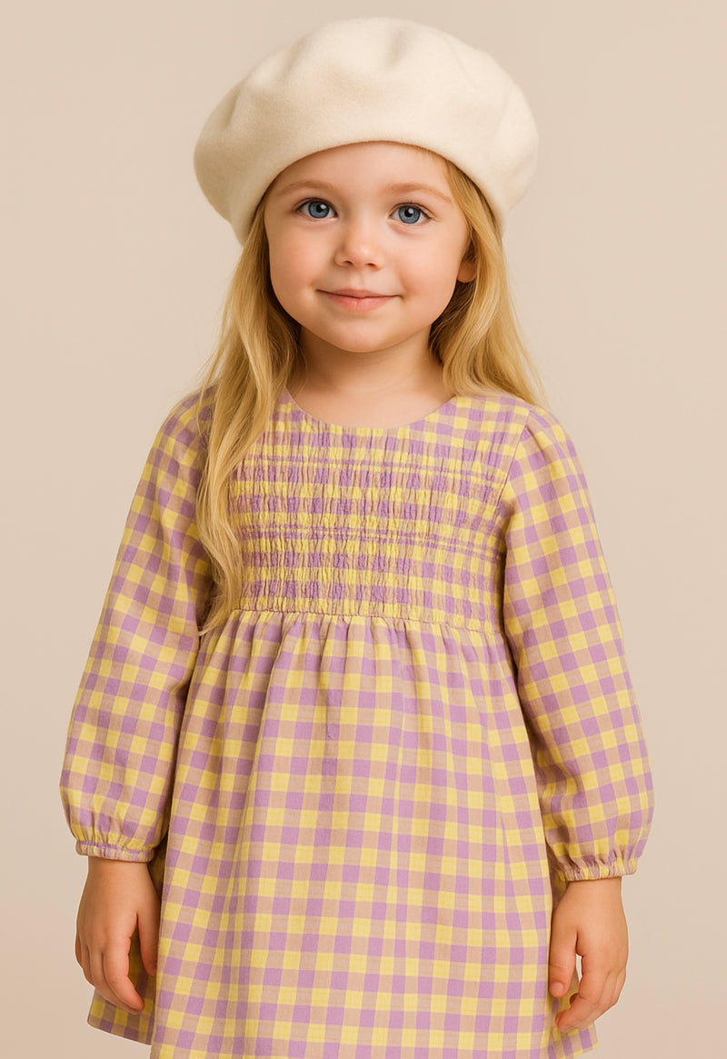 Chargez l'image dans la visionneuse de la galerie, Béret bébé fille 0-3 ans en coton doux – Kaki Lilas - Boutique Kaki Lilas
