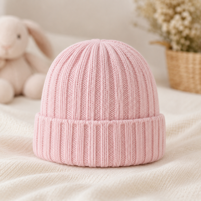Load image into Gallery viewer, Soft knit pink baby girl hat
