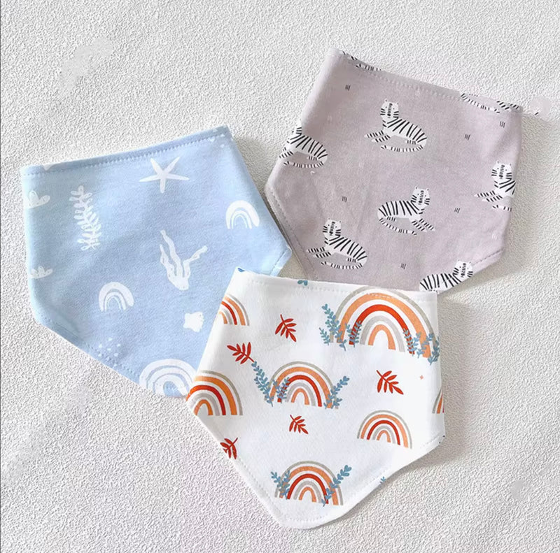 Load image into Gallery viewer, Ensemble de 3 bavoirs bandana bébé en coton – Kali - Boutique Kaki Lilas

