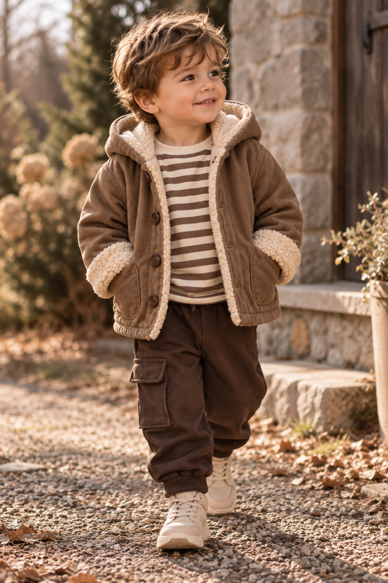 Load image into Gallery viewer, Warm and soft lamb wool-style coat for boys
