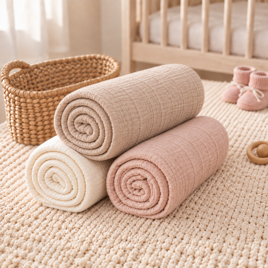 Soft cotton baby muslins (Trio) – Kali model