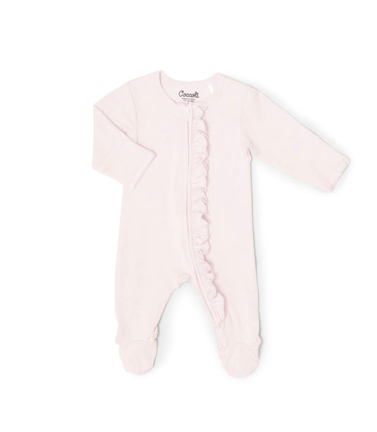 Grenouillère en tissu bébé modal couleur rose léger - Boutique Kaki Lilas