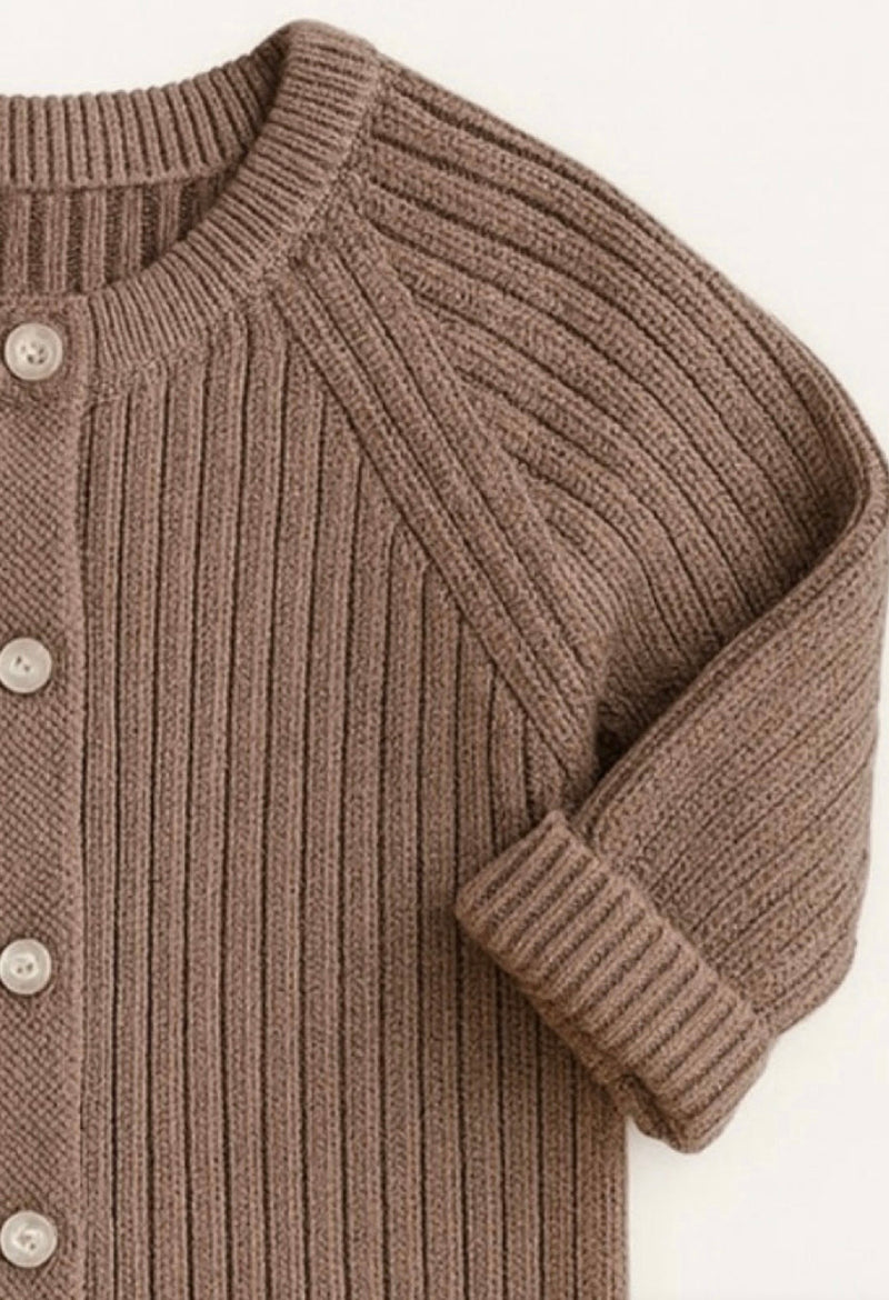 Chargez l'image dans la visionneuse de la galerie, Combinaison bébé garçon tricot coton – Kaki lilas
