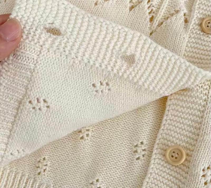 Load image into Gallery viewer, Baby girl soft and breathable knit cardigan ivory – Kali
