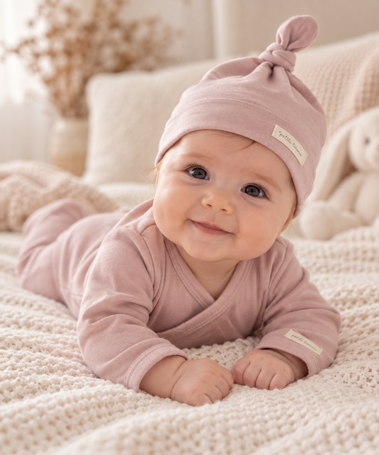 Grenouillère pour bébé avec bonnet en coton bio