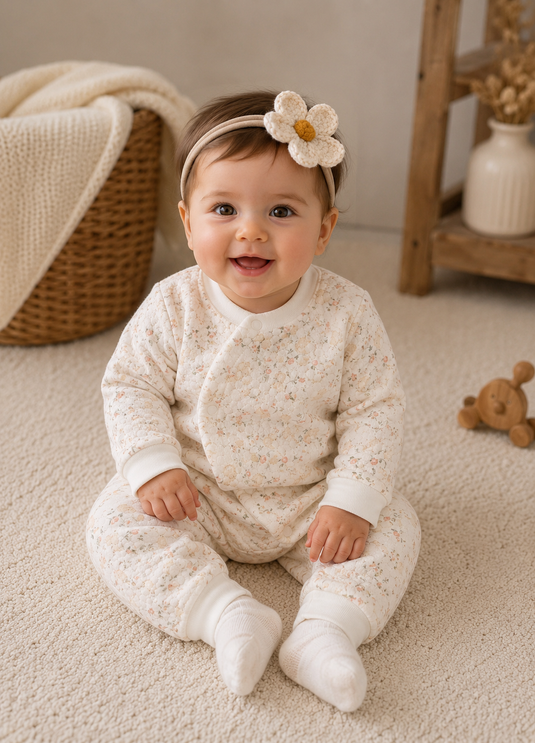 Combinaison unisexe en polaire et coton imprimé lapins – Automne-Hiver