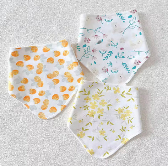 Ensemble de 3 bavoirs bandana bébé en coton – Kali - Boutique Kaki Lilas