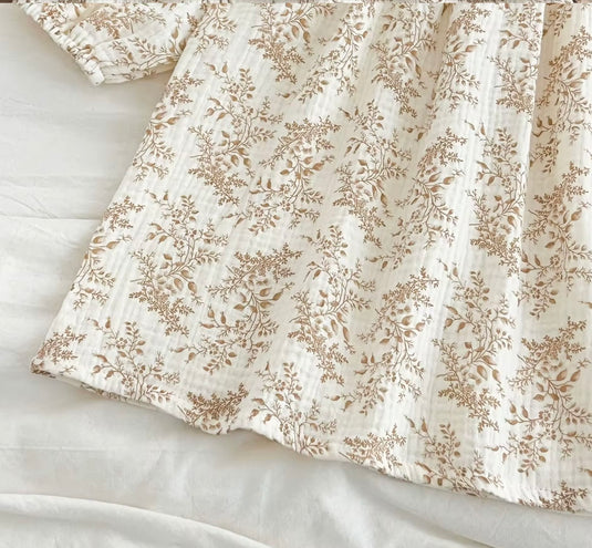 Robe fille vintage fleurie à manches longues et dentelle - Pré-commande