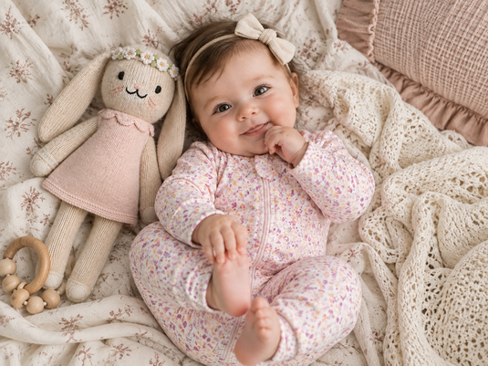 Barboteuse bébé fille en coton bio motif feuilles lavande – Kaki Lilas