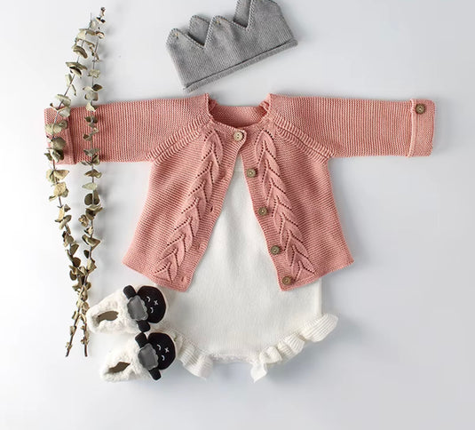 Baby girl's knitted cotton cardigan
