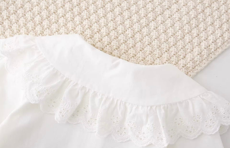 Load image into Gallery viewer, Blouse bébé manches longues coton fleurs brodée – Blush - Boutique Kaki Lilas

