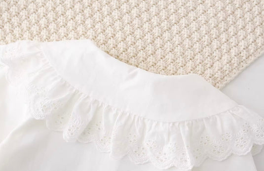 Blouse bébé manches longues coton fleurs brodée – Blush - Boutique Kaki Lilas