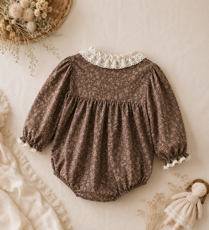 Load image into Gallery viewer, Béatrice Vintage Floral Romper – Autumn-Winter
