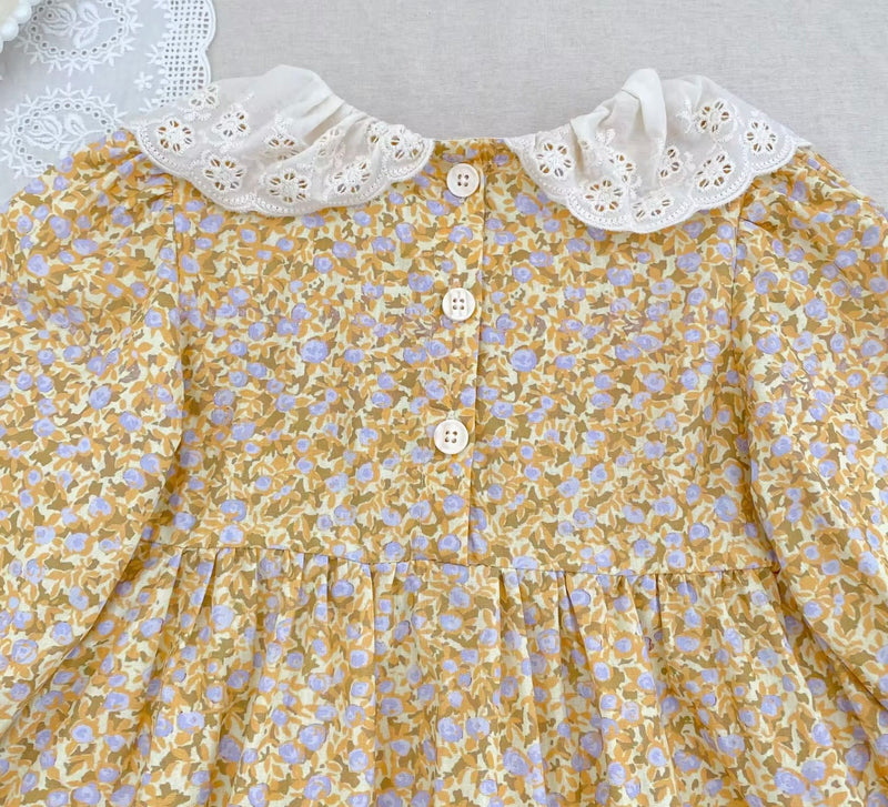 Chargez l'image dans la visionneuse de la galerie, Robe Marguerite florale à col Peter Pan pour bébé et fille – Automne

