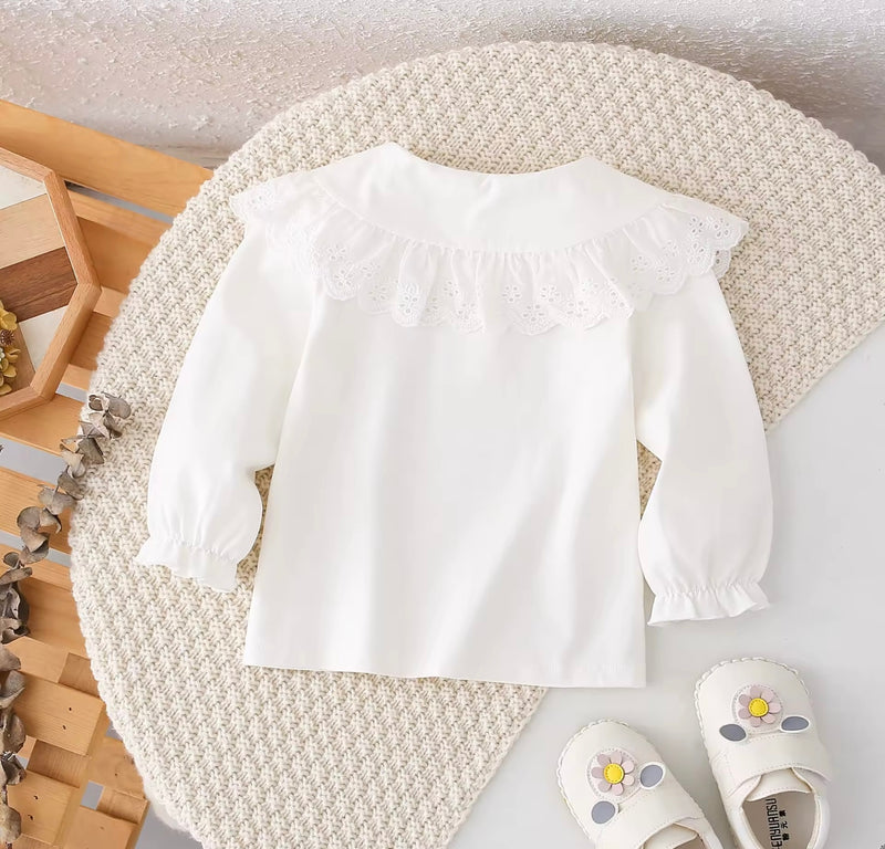 Load image into Gallery viewer, Blouse bébé manches longues coton fleurs brodée – Blush - Boutique Kaki Lilas
