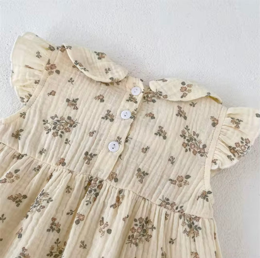 Baby girl floral romper in honeycomb cotton