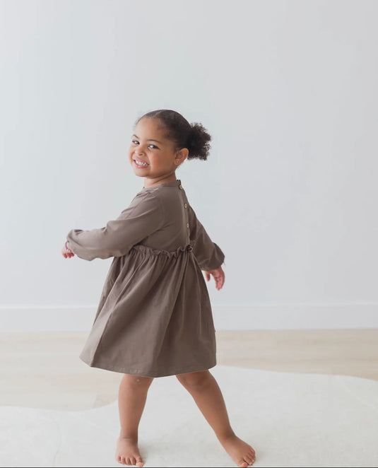 Robe en jersey à manches longues Walnut coton bio - Boutique Kaki Lilas